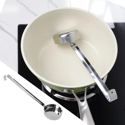 Miniatura 8 de Cucharón de cocina de acero inoxidable 201 de acero inoxidable de 10.55 pulgadas con ganchos y asas largas para remover, porciones y servir sopas