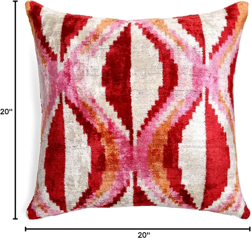 Miniatura 10 de CANVELLO -Exquisita almohada/cojín de plumón: almohadas de plumas elegancia y arte Almohadas icónicas con diseño Ikat Seda de terciopelo suave