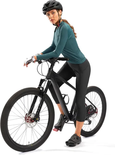 Miniatura 6 de Pantalones de ciclismo acolchados 4D para mujer, pantalones cortos de ciclismo de cintura alta, capris de bicicleta 34, mallas de ciclismo