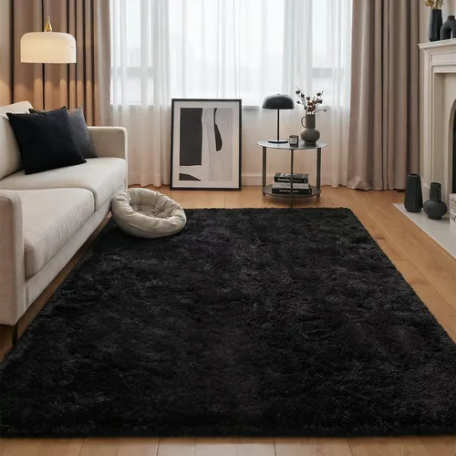 Miniatura 2 de JUNOVO - Alfombra de área lavable, antideslizante, alfombras ultra suaves de 4 x 5.3 pies, alfombras esponjosas para dormitorio, niños, niñas, Azul