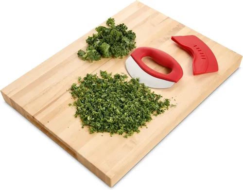 Miniatura 5 de HIC Kitchen Picador de hierbas para ensalada de agarre suave, hoja de acero inoxidable con cubierta de hoja de seguridad
