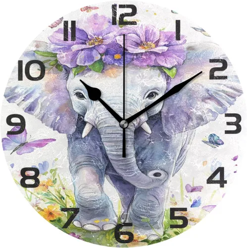 Miniatura 10 de ALAZA Reloj de pared con diseño de pájaro en la rama 3D que no hace tictac, para dormitorio, cocina, sala de estar, escuela, oficina, dorado