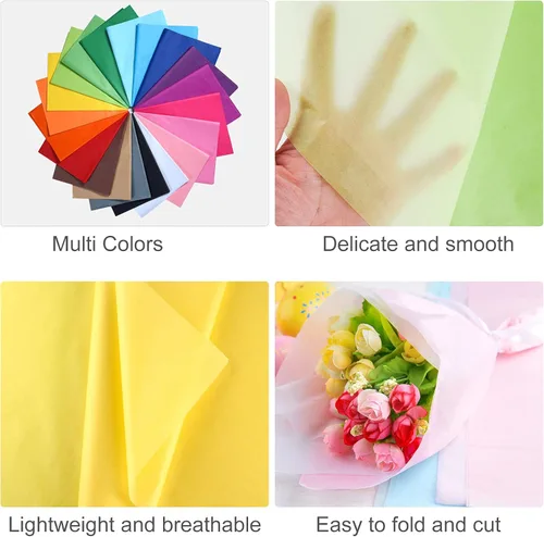 Miniatura 3 de MIAHART 60 hojas de papel de seda de colores a granel de 20.0 x 14.0 in, 20 colores surtidos de papel de seda para manualidades, fiestas