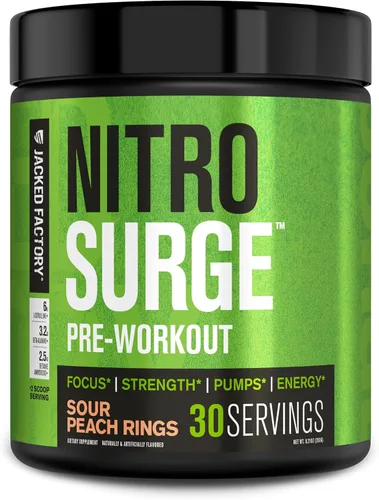 Miniatura 10 de Jacked Factory NITROSURGE Suplemento Pre Entrenamiento - Potenciador de Energía, Ganancias Instantáneas de Fuerza, Enfoque Claro y Bombeos Intensos