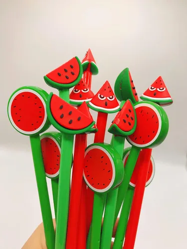 Miniatura 6 de 30 bolígrafos de tinta de gel de sandía y limón, 0.020 in, tinta negra, divertidos bolígrafos Kawaii de escritura de frutas para horarios