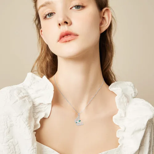Miniatura 4 de Zoeniya Collares de mariposa para mujeres y niñas, joyería de plata de ley, collar de perlas cultivadas de agua dulce con circonita cúbica, regalo