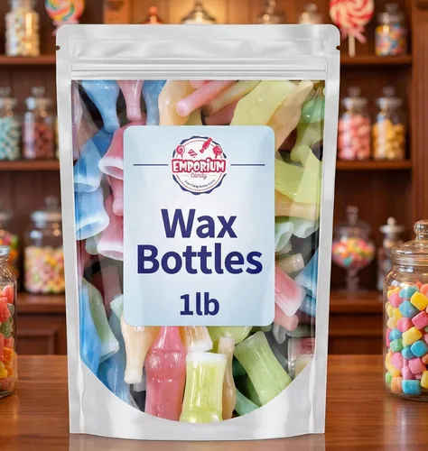 Miniatura 6 de Botellas de caramelo de cera – Nostálgico retro surtido líquido afrutado dentro de botellas de cera masticable 1 libra en una bolsa resellable