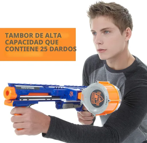 Miniatura 4 de NERF Rampage N-Strike Elite Lanzador de Juguete con Tambor de 25 Dardos Slam Fire para Niños, Adolescentes y Adultos (Exclusivo de Amazon)