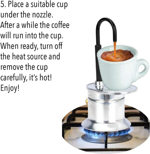 Miniatura 7 de Diydeg Olla de un solo tubo, 1 taza de aleación de aluminio de 1.7 fl oz, cafetera italiana, cafetera clásica para estufa, olla exprés para café
