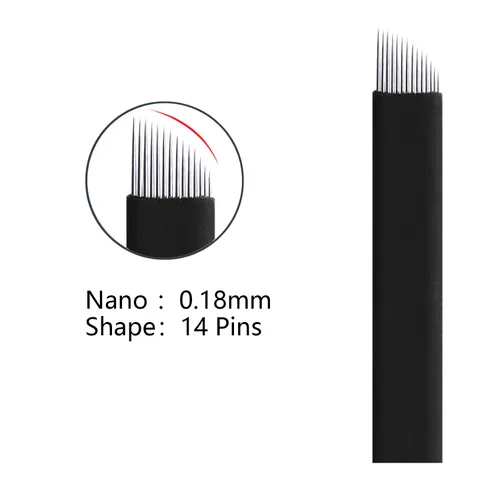 Miniatura 2 de Agujas de microblading de 0.007 in, agujas desechables de tatuaje de cejas para máquina de maquillaje permanente Manual de suministros (Negro S14)