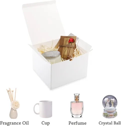 Miniatura 5 de Frantis Paquete de 20 cajas de regalo blancas con tapas, cajas de regalo pequeñas de 5 x 5 x 3 pulgadas para velas, tazas, golosinas, bodas