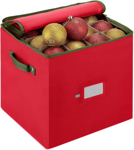 Miniatura 11 de ZOBER - Caja de almacenamiento para adornos navideños, con capacidad para 64 adornos, dos cremalleras, no tejido, a prueba de rasgaduras, 2-Verde