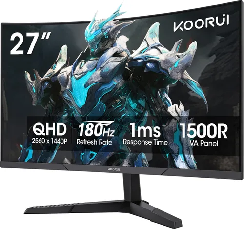 Miniatura 12 de KOORUI - Monitor curvo de 24 pulgadas para juegos, R1500, Full HD, 1080P, monitor de 75 Hz, HDMI, VGA, ajuste de inclinación, monitor LCD