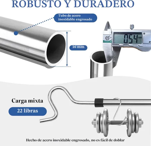 Miniatura 4 de Poste con Gancho para Ropa, Gancho Extensor para Colgar Ropa, Luces y Plantas, Extensible de 35" a 50", Hecho de Tubo de Acero Inoxidable con Mango