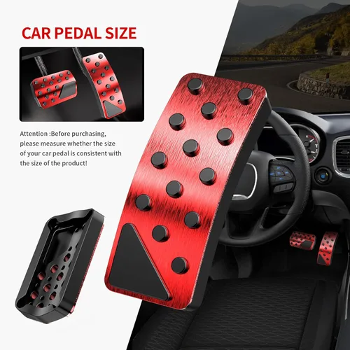 Miniatura 3 de Funda para pedal de coche para Jeep Grand Cherokee Dodge Durango 2011-2024 2025 Aleación de aluminio Sin perforación Fundas de pedal de freno y Rojo