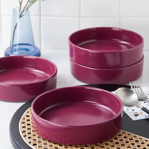 Miniatura 5 de Stone Lain Cleo Stoneware - Juego de vajilla redonda de 32 piezas, color magenta, servicio para 8, Coupé - Celina