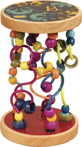 B. toys Loopty Lo - Juguete rodante de madera - Laberinto de cuentas de desarrollo con 47 cuentas y 5 laberintos - Fomenta las habilidades motoras