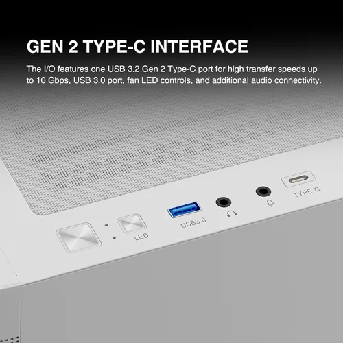 Miniatura 7 de GAMDIAS Caja de Computadora ATX de Torre Media Blanca con Vidrio Templado, Caja para PC de Juegos Soporta Dual 360mm AIO/Radiador, Ventiladores