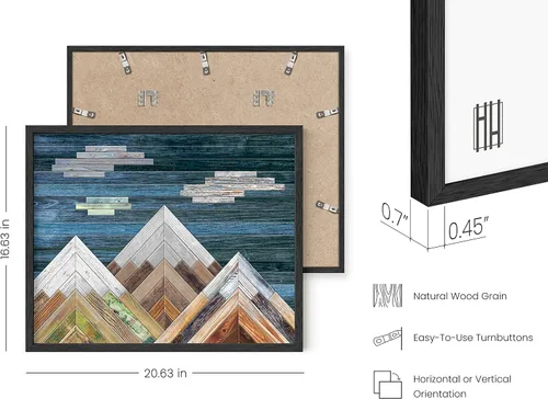 Miniatura 3 de HAUS AND HUES Fotos enmarcadas rústicas - Marco de esquí de Alaska, arte de pared geométrico de madera de montaña, decoración de pared de imágenes