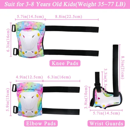 Miniatura 4 de FIODAY Rodilleras para niños, rodilleras para niños pequeños y coderas, muñequeras con bolsa de cordón, juego de equipo de protección ajustable