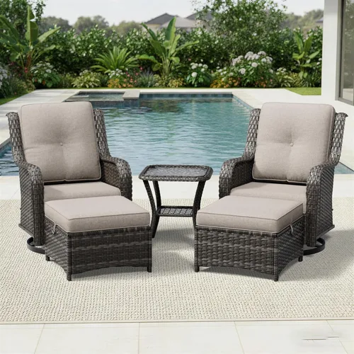 Miniatura 127 de Joyside Juego de sillas de mimbre para patio, juego de 3 piezas de mimbre para exteriores con 2 sillas reposabrazos y 1 mesa auxiliar para terraza