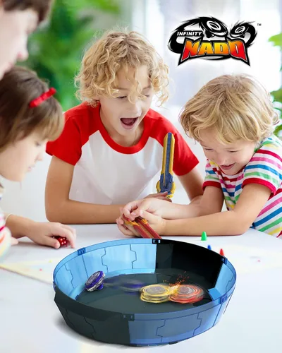 Miniatura 5 de Infinity Nado Stadium - Juguete de batalla para niños de 8 a 12 años, incluye estadio, 2 juguetes de juego, 2 lanzadores de espadas, azul zafiro