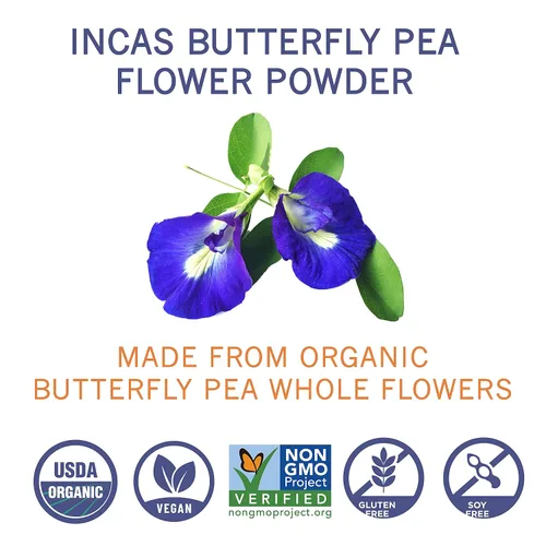 Miniatura 9 de INCAS - Polvo de flor de guisante mariposa 100% orgánico USDA (4 onzas) Té Matcha azul orgánico Extracto verificado sin OMG de Tailandia