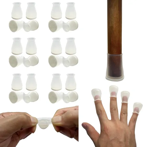 Miniatura 12 de Protectores de suelo de silicona extra pequeños para patas de silla con fieltro, se ajustan de 19/32 a 15/16 pulgadas, tapas de silicona para patas