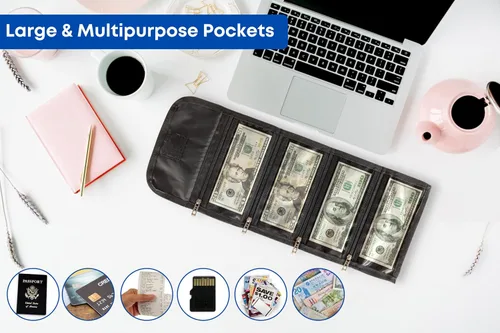 Miniatura 7 de Tidy Pockets Organizador de dinero para dinero en efectivo, con 4 cremalleras, organizador de efectivo para facturas, organizador de dinero