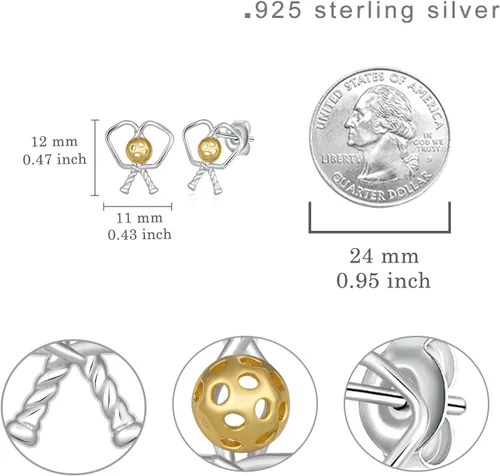Miniatura 4 de Aretes de béisbolpickleballbaloncestovoleibolsofbolfútbolbolos S925 de plata esterlina, aretes deportivos para mujeres, joyería deportiva, regalos