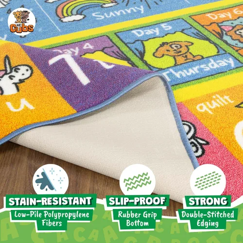 Miniatura 11 de KC Cubs Alfombra de 3x5 pies con Alfabeto ABC, Estaciones, Meses y Días – Tapete de Juego Educativo para Niños, Niños Pequeños, Cuarto del Bebé