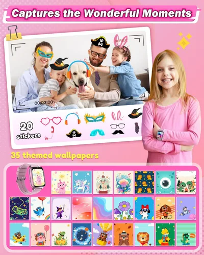 Miniatura 3 de Sueseip Relojes inteligentes para niños, juguetes para niñas de 6 a 8 años, pantalla táctil HD, cámaras duales, reloj para niñas de 8 a 10 años