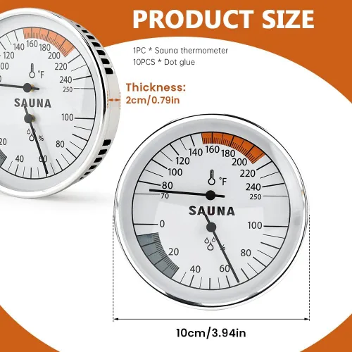 Miniatura 2 de Termómetro higrómetro de sauna 2 en 1, medidor de temperatura de sauna colgante para temperatura de humedad interior, rango de temperatura 70-250°F