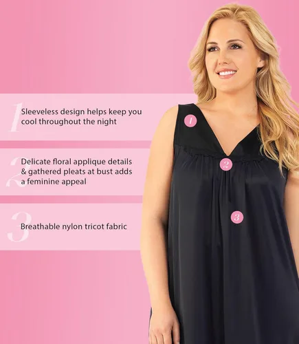 Miniatura 5 de Exquisite Form Women's 30107 Nylon Tricot Sleeveless Short Knee Length Nightgown