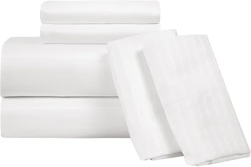Miniatura 47 de Royale Linens - Juego de sábanas de 400 hilos, 100 % algodón cultivado en EE. UU., 4 piezas, sábana de satén, tamaño Queen - 1 sábana bajera, 1