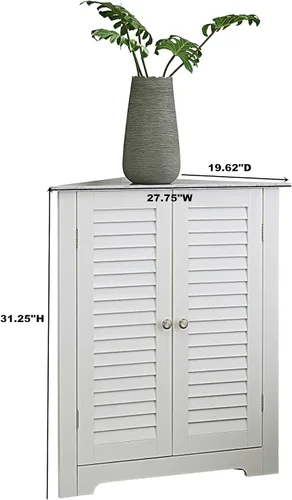 Miniatura 6 de Kings Brand Furniture - Armario de almacenamiento de piso de esquina para baño Decatur, color blanco