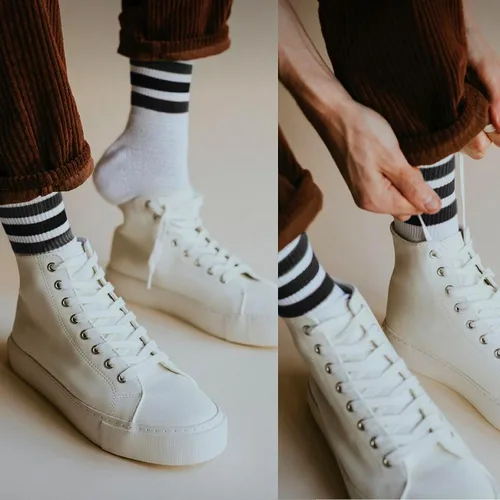 Miniatura 6 de 4 pares de calcetines a rayas para mujer, calcetines deportivos retro de algodón, elásticos, calcetines novedosos, unisex, multicolor