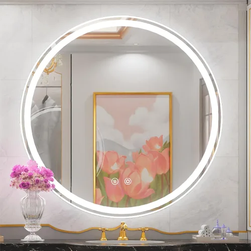 Miniatura 14 de Espejo LED para baño de 24 pulgadas, 3 temperaturas de color (3000K/4500K/6000K), retroiluminación regulable, antivaho, vidrio HD de 5MM, CRI 90+
