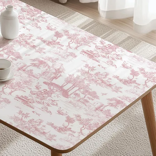 Miniatura 7 de WENMER Papel Tapiz Toile, 17.7" X 118" Rosa y Blanco Despegar y Pegar Papel de Pared, Papel Tapiz Toile de Jouy, Papel de Contacto Vintage Francés