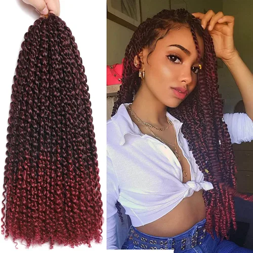 Miniatura 28 de Cabello Passion Twist de 18 pulgadas, 1 paquete de cabello Passion Twist de ganchillo, cabello de ganchillo Water Wave (18 pulgadas (paquete de 1)