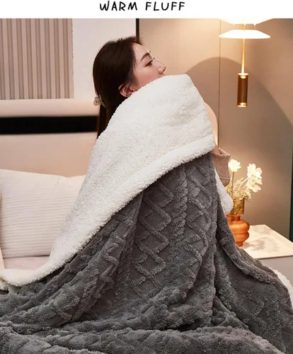 Miniatura 2 de Manta Sherpa cálida para invierno, manta de sofá, manta ligera y cálida, súper suave y mullida, franela gruesa y reversible de terciopelo cálido