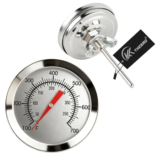 CloudHand Reemplazo mejorado de 2 pulgadas para parrilla de huevos, termómetro de barbacoa de 100 a 700 °F, ahumador de parrilla de carbón con dial