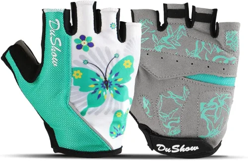 DuShow Guantes de ciclismo para mujer, guantes acolchados de gel de medio dedo para mujer, ciclismo, montaña, carretera, bicicleta, sin dedos,