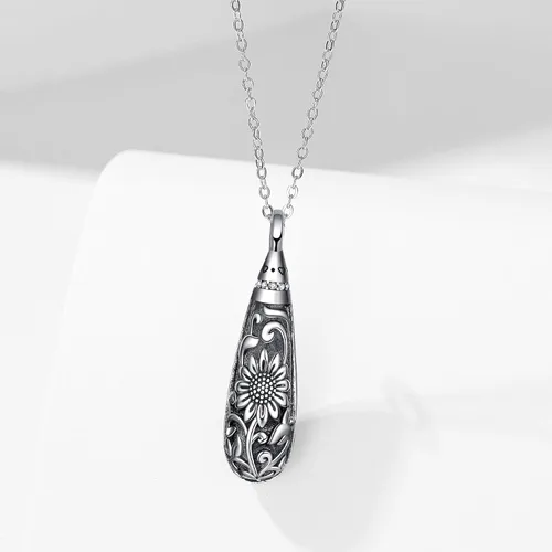 Miniatura 149 de Collar con colgante de urna de cenizas de cremación y árbol de la vida para mujer, plata de ley US1