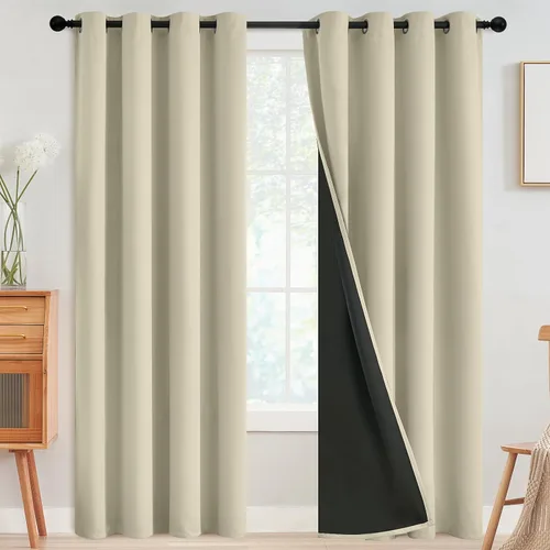 Miniatura 88 de SimpleHome - Cortinas opacas 100% para recámara, cortinas de ventana con ojales beige, con aislamiento térmico, cortinas de oscurecimiento