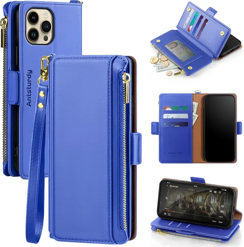 Miniatura 13 de Antsturdy Funda tipo cartera compatible con iPhone 11 Pro Max, funda de piel sintética con bloqueo RFID, funda para teléfono para mujeres y hombres