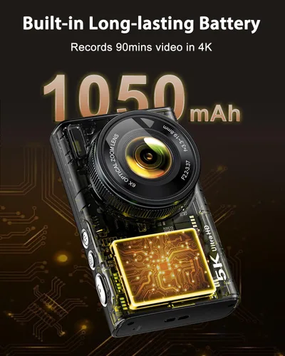 Miniatura 5 de Cámara digital 5K para fotografía con zoom óptico 6X, cámara de enfoque automático de 96 MP para video de YouTube con doble lente, cámaras compactas