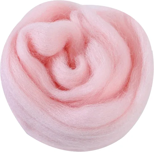 Miniatura 42 de 24 tipos de lana rosa, 4.23 oz (120 g), adecuado para fieltro húmedo y fieltro de aguja de telas hiladas de lana. Un paquete de prueba está Tonos