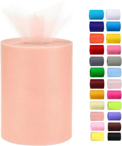 Miniatura 21 de Rollos de tul de 6 pulgadas por 100 yardas (300 pies) de tela de carrete de tul para bricolaje, faldas tutú, bodas, baby shower, manualidades