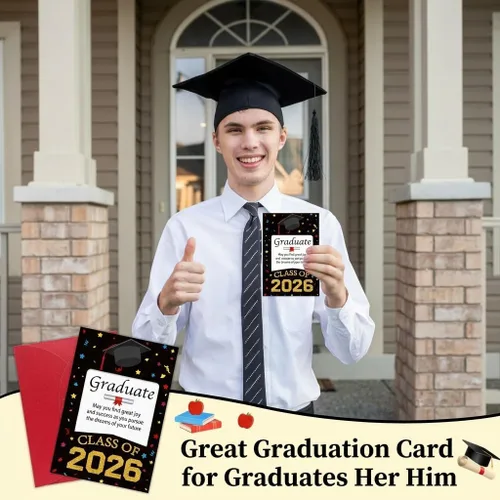 Miniatura 3 de D24TIME Tarjetas de graduación de clase de 2026 para él y ella, regalo de graduación feliz para hijo, hija, graduados de la escuela secundaria